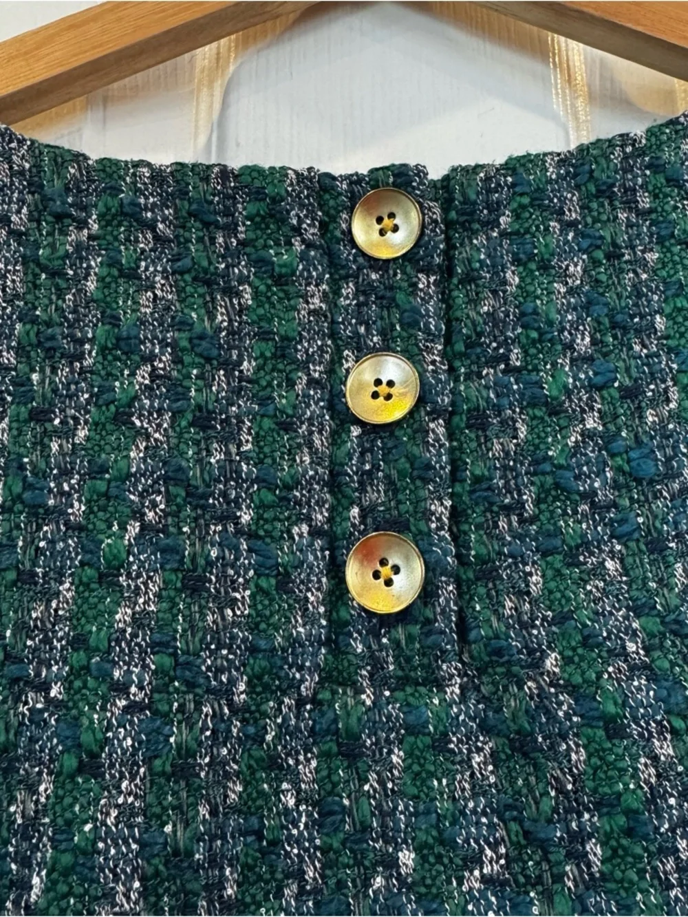 J.Crew Green Blue Tweed Sleeveless Top Size Large Textured Bouclé